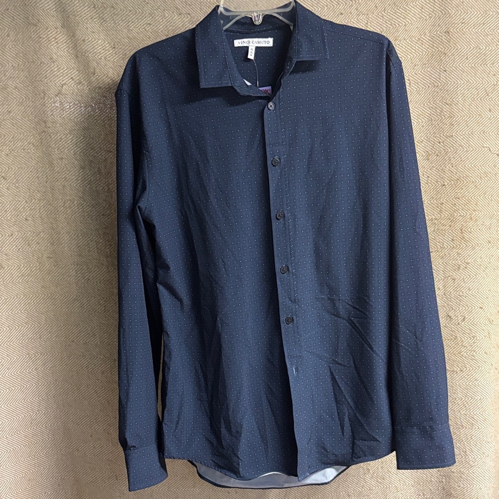 Vince Camuto Men's Navy Casual Button Down Shirt